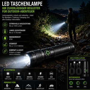 IRONCORE Taktiklampe Zoom Aufladbar
