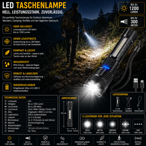 MULTICORE Taktiklampe 6 Modi LED